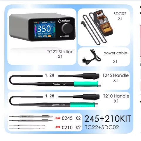 GEEBOON TC22 240W Digital Soldering Station Professional Soldering Iron Kit Supporting C245/C210/C115/T12 Handles for Electronics Repair — view 8