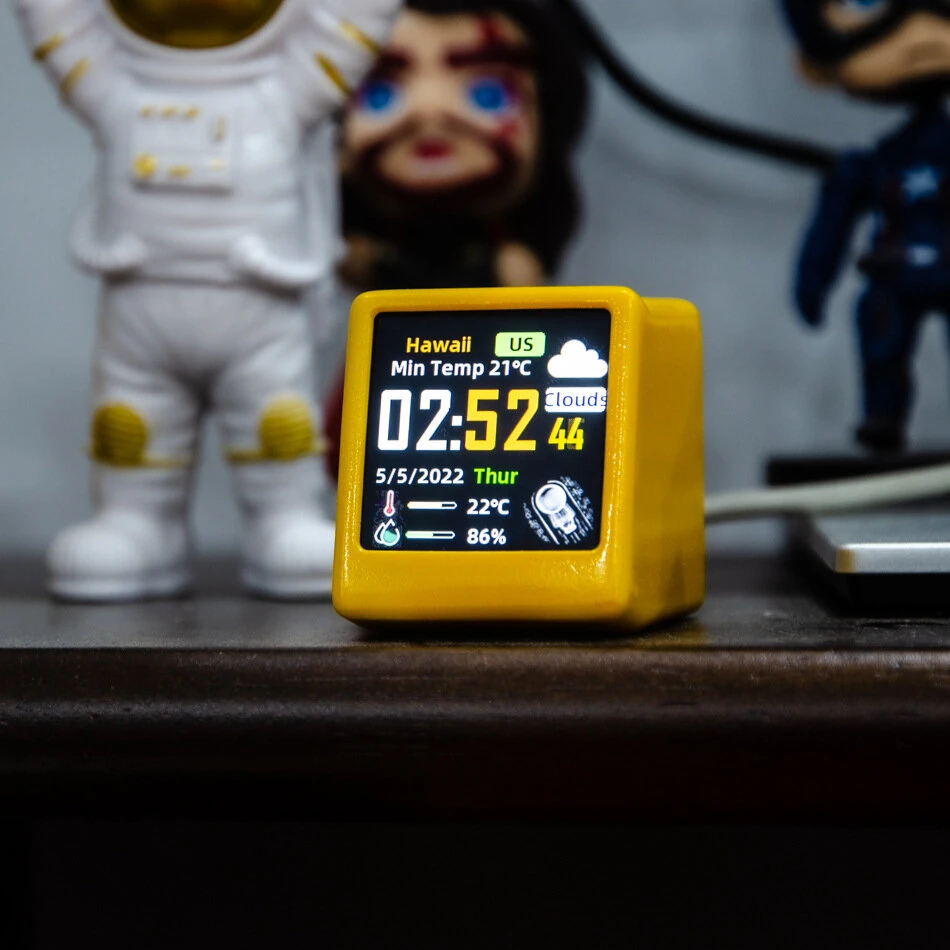 GeekMagic Smalltv-ultra Mini WiFi Desktop Weather Digital Clock Station with IPS LCD Screen Temperature Humidity Weather Forecast Time Display Gadget for Decoration — view 3