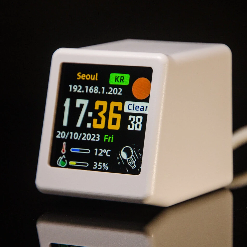 GeekMagic Smalltv-ultra Mini WiFi Desktop Weather Digital Clock Station with IPS LCD Screen Temperature Humidity Weather Forecast Time Display Gadget for Decoration — view 7
