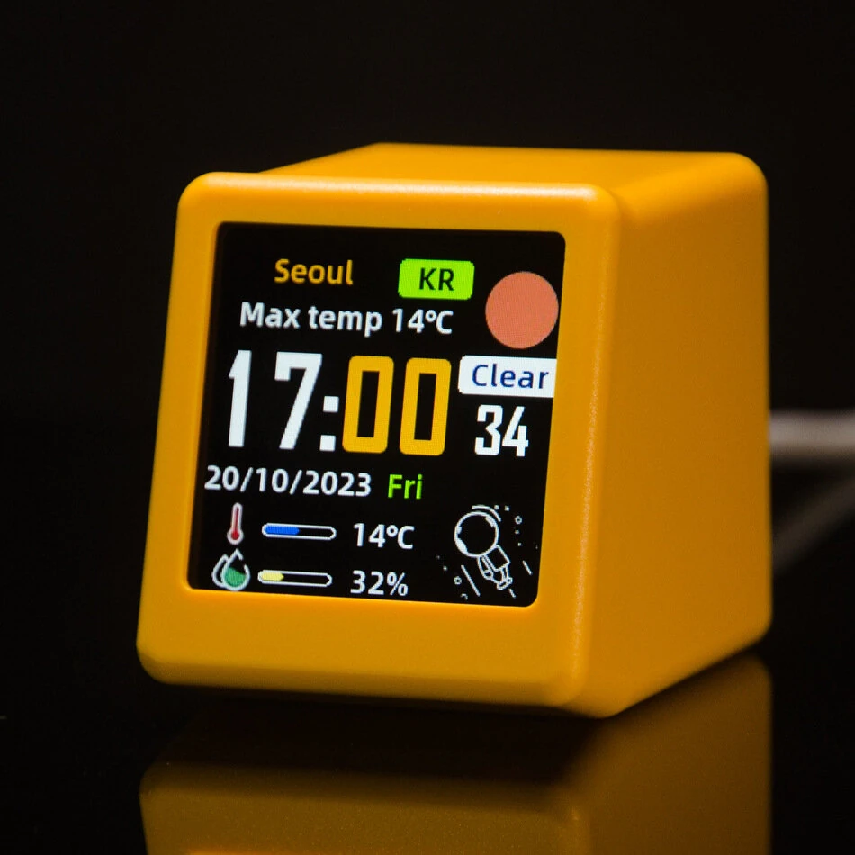 GeekMagic Smalltv-ultra Mini WiFi Desktop Weather Digital Clock Station with IPS LCD Screen Temperature Humidity Weather Forecast Time Display Gadget for Decoration — view 9