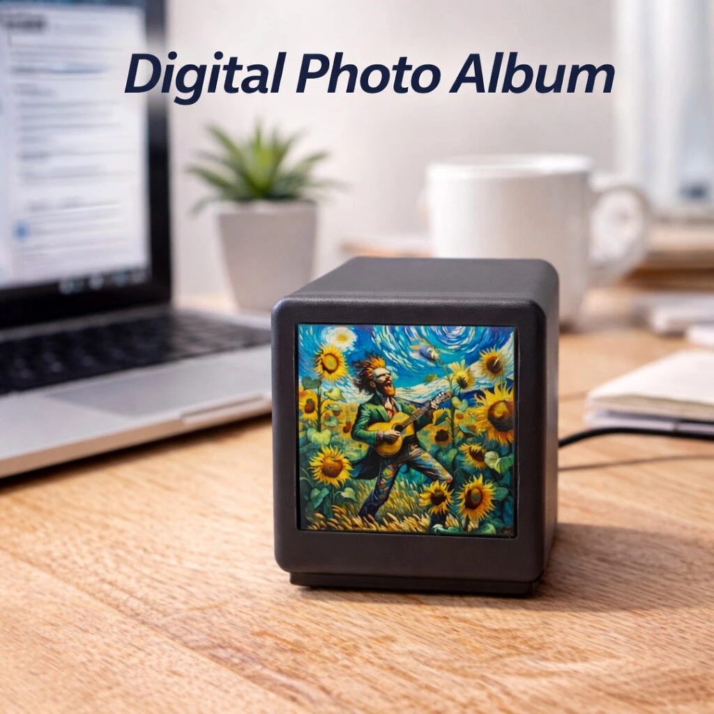GeekMagic Spanish Language Wifi Weather Album Simple Digital Clock with Full Color LCD Screen 3-Day Weather Forecast Temperature Display Digital Photo Album USB-C — view 3