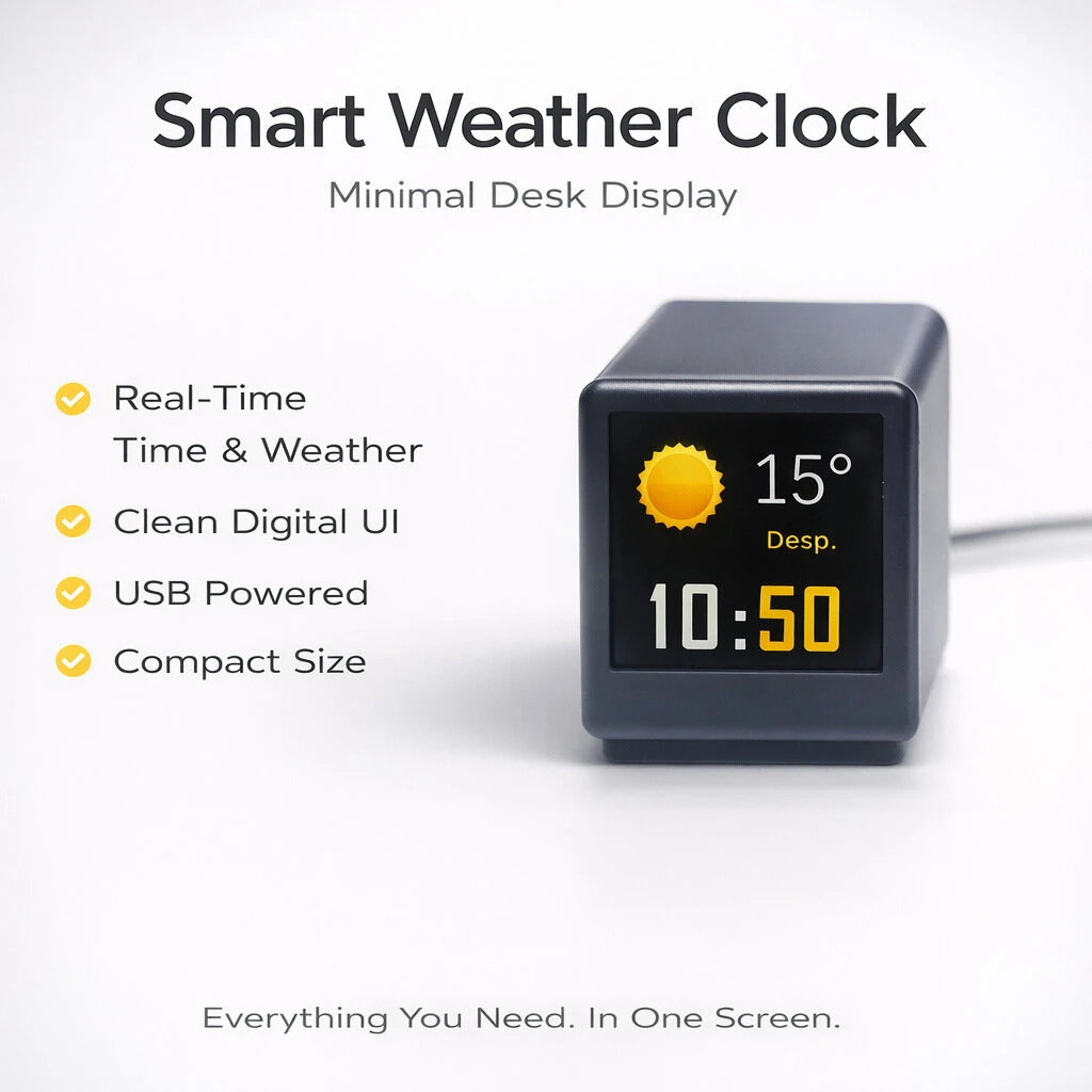 GeekMagic Spanish Language Wifi Weather Album Simple Digital Clock with Full Color LCD Screen 3-Day Weather Forecast Temperature Display Digital Photo Album USB-C — view 5