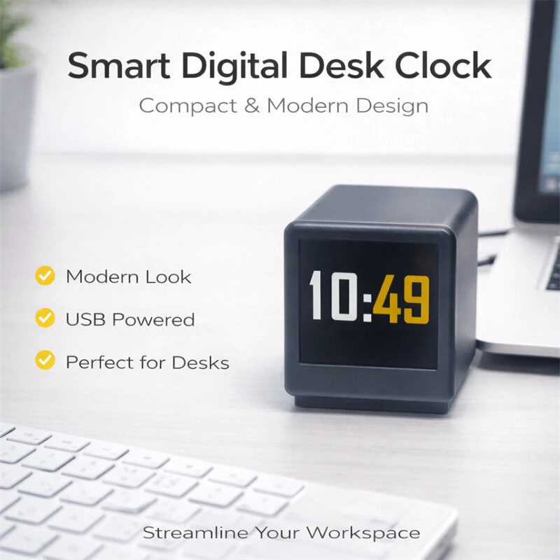 GeekMagic Spanish Language Wifi Weather Album Simple Digital Clock with Full Color LCD Screen 3-Day Weather Forecast Temperature Display Digital Photo Album USB-C — view 6