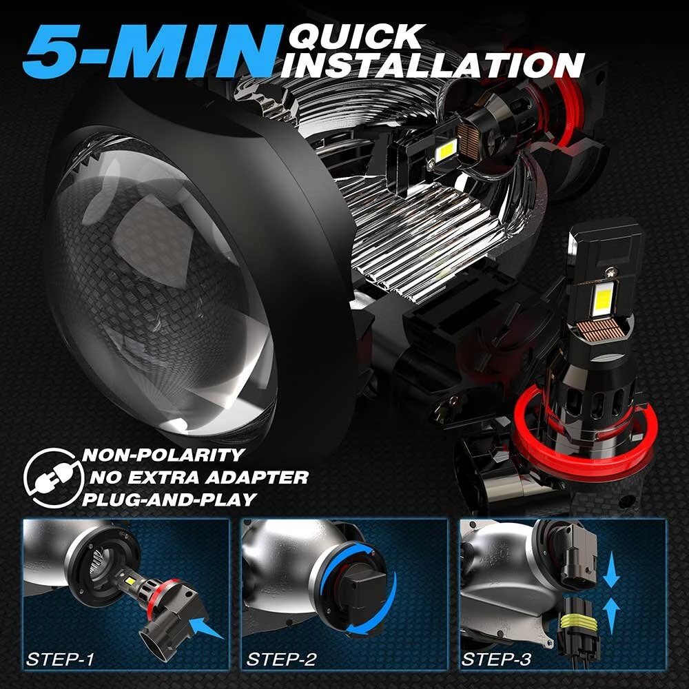 General Liang H1 / H4 / H7 / H11 / 9005 / 9006 2PCS  LED Car Headlight Fog Light Conversion Kit Integrated Plug-and-Play 6000K Cool White — view 3