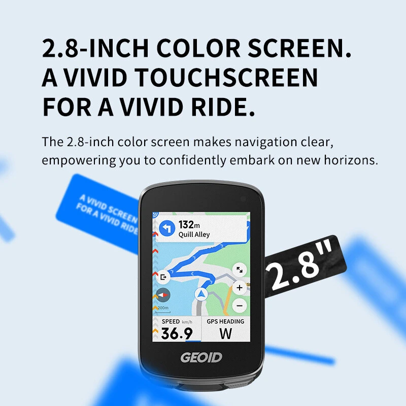 Geoid CC700 Pro GPS Bike Computer 2.8-Inch Color Touchscreen Navigation With Maps ANT+ Wi-Fi Wireless Cycling Speedometer & Odometer — view 3