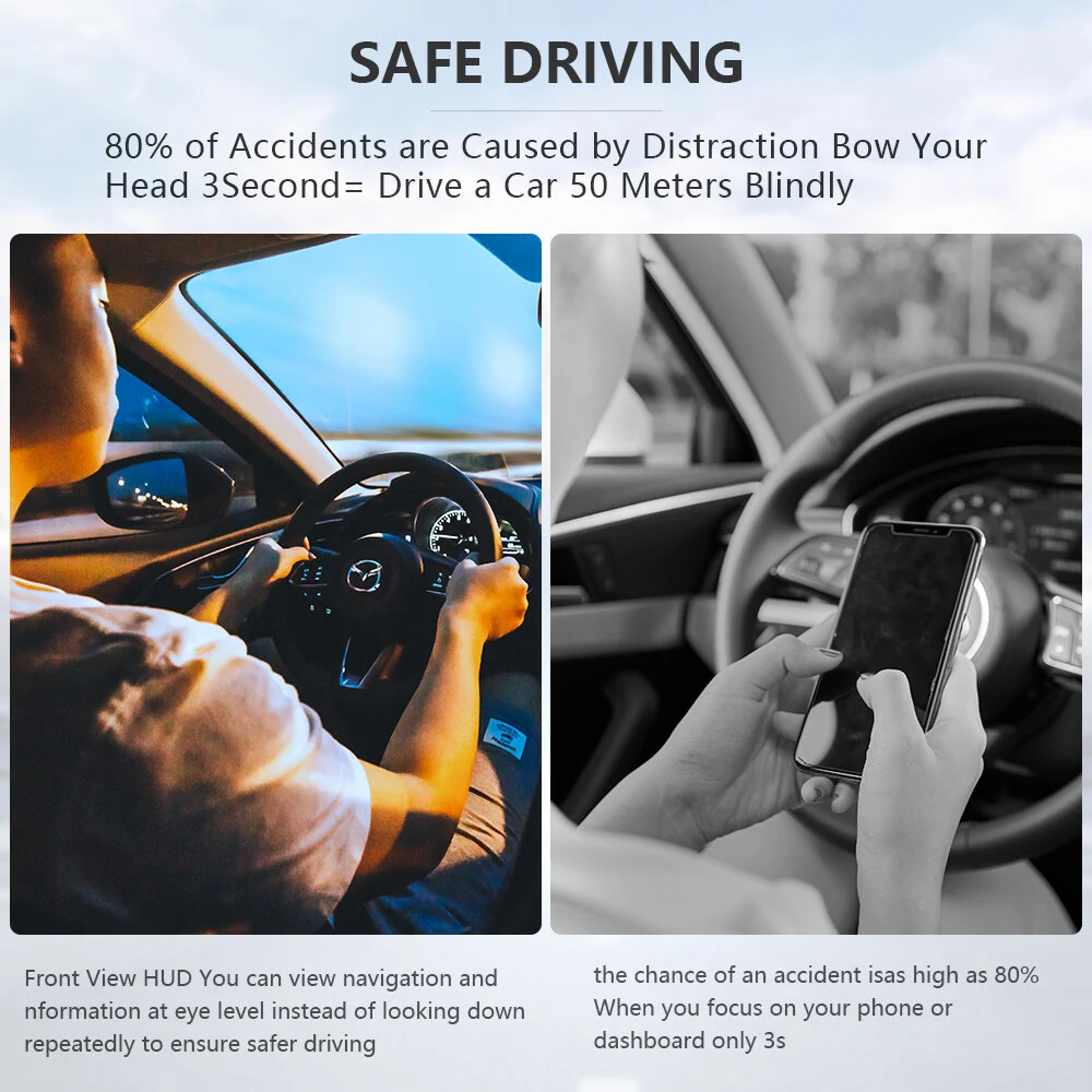 GEYIREN C500 Auto OBD2 HUD Head-Up Display EOBD Windshield Car Speedometer Projector Digital  For All Car — view 6