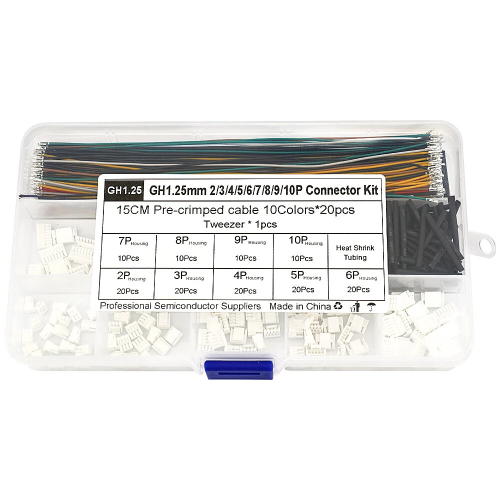 GH1.25MM Connector Kit 28AWG Multicolor Pre Crimped Cables 15cm Locking Housing Heat Shrink Tubing Electrical Wiring Accessories — view 5