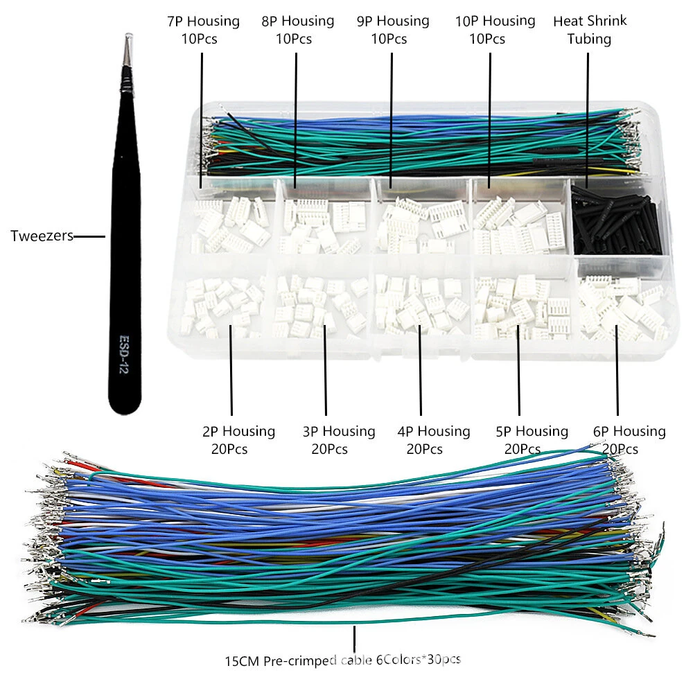 GH125MM Connector Housing Kit Pre Crimped 28AWG Silicone Wire Multicolor Cable Heat Shrink Tubing Electrical Wiring Accessories Electronics Assembly Prototyping — view 2