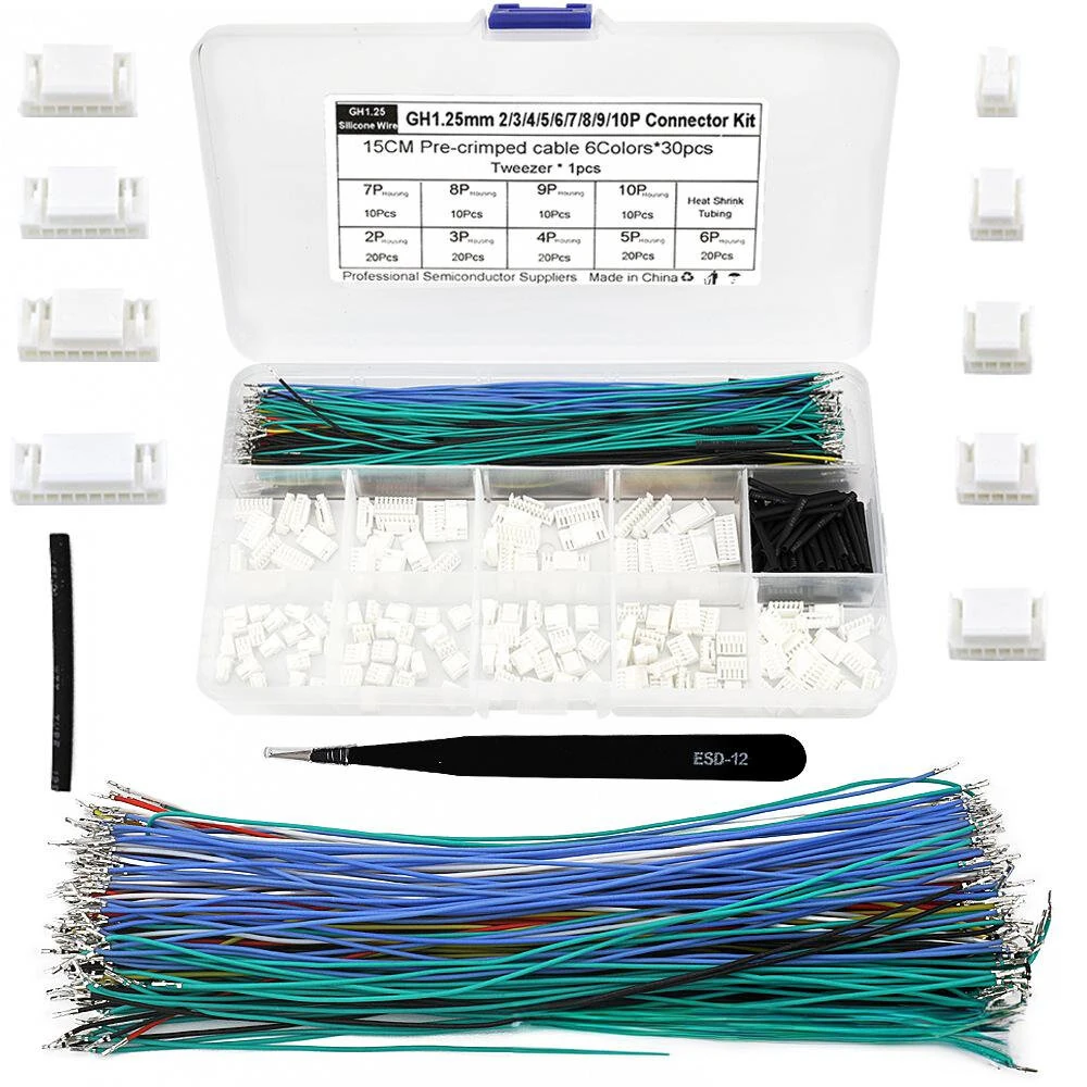 GH125MM Connector Housing Kit Pre Crimped 28AWG Silicone Wire Multicolor Cable Heat Shrink Tubing Electrical Wiring Accessories Electronics Assembly Prototyping — view 5