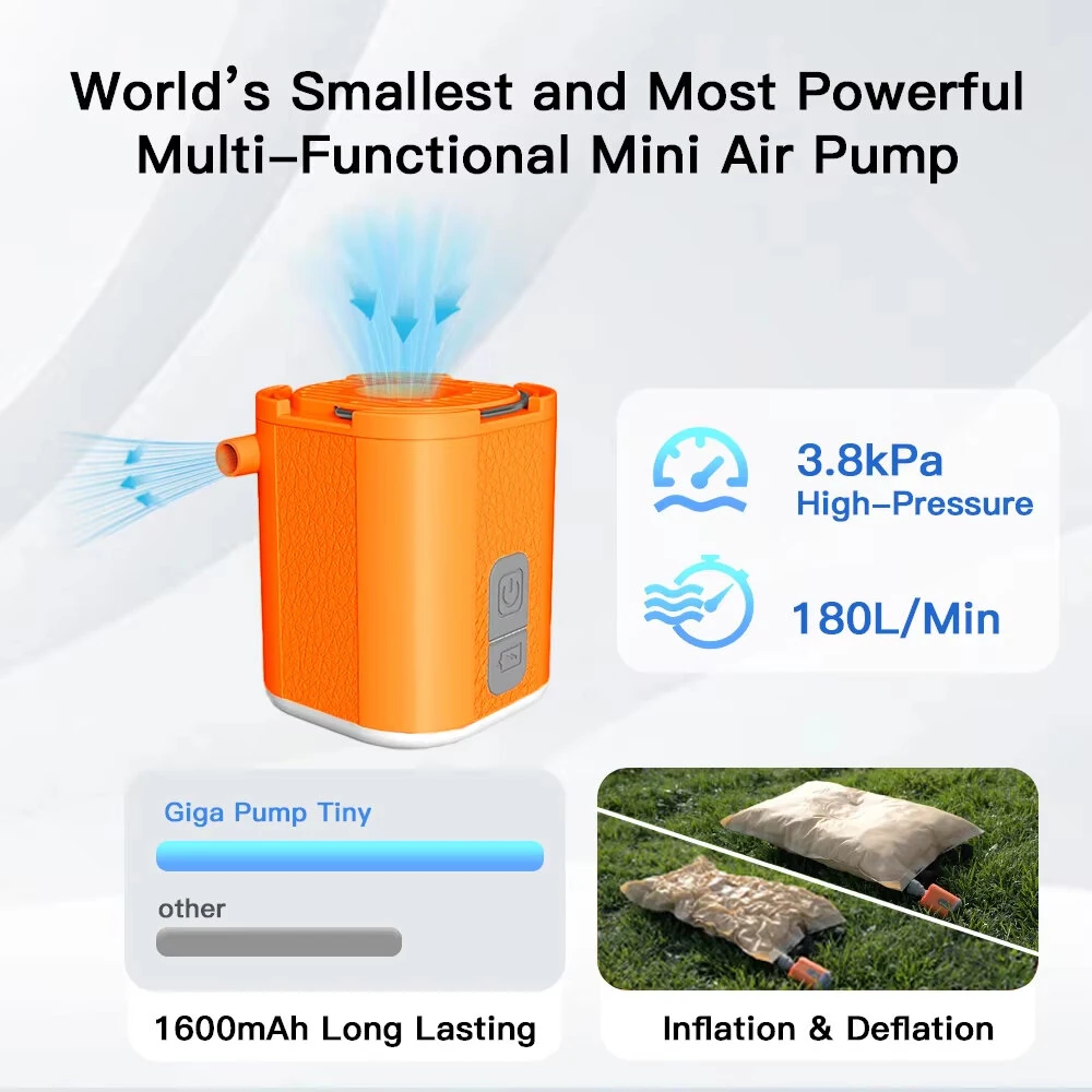 GIGA Pump Tiny Air Pump Portable 3.8kPa High Pressure Inflation Deflation with Light for Camping Outdoor — view 8