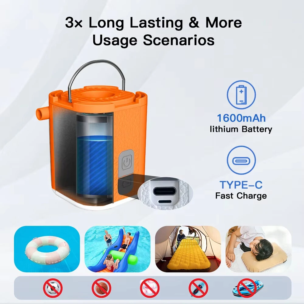 GIGA Pump Tiny Air Pump Portable 3.8kPa High Pressure Inflation Deflation with Light for Camping Outdoor — view 9