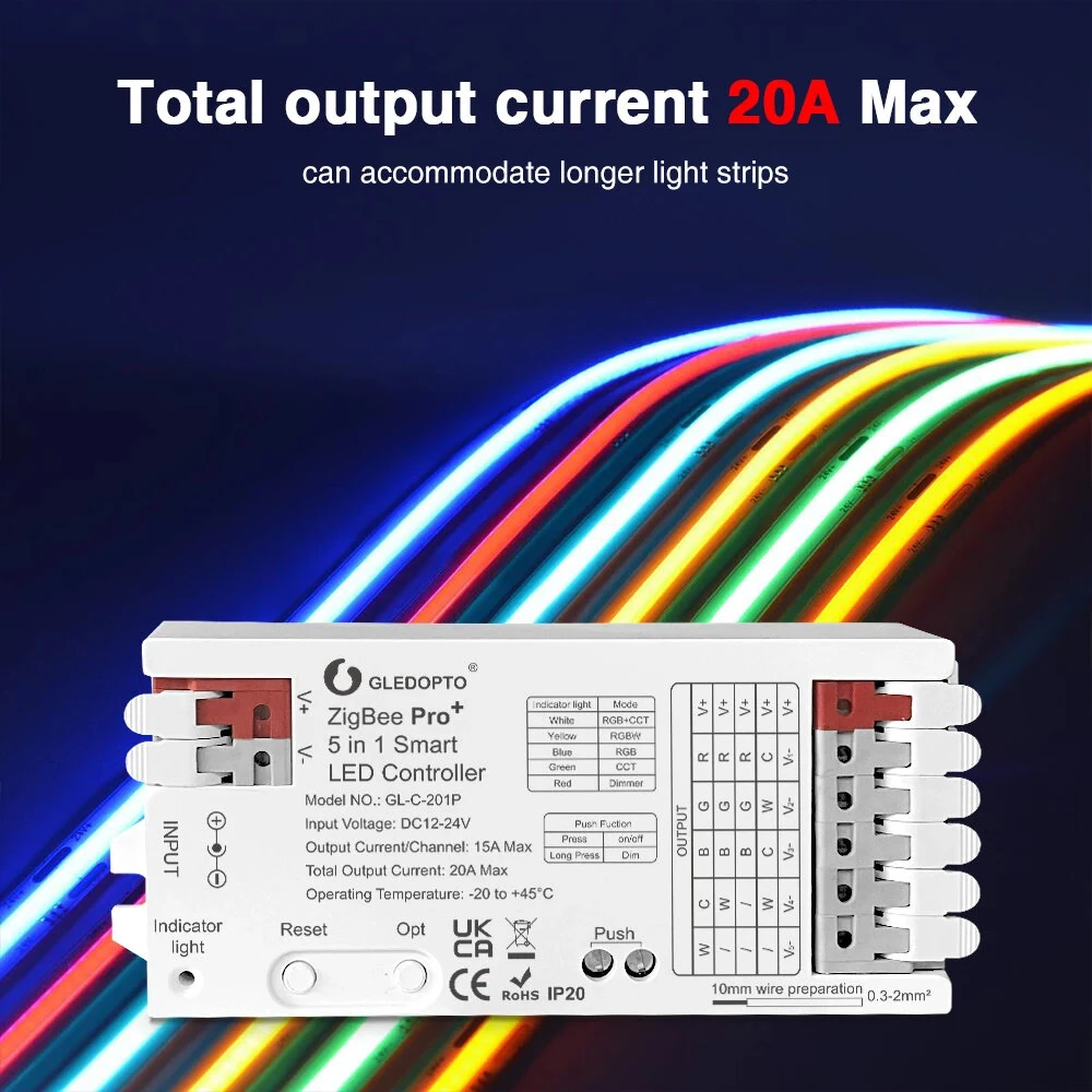 GLEDOPTO C-202P ZigBee3.0 Pro+ 3 in 1 LED Strip Controller 20A Max RGBCCT/RGBW/RGB Home Tuya Smart Life APP Voice Control with Alexa — view 4