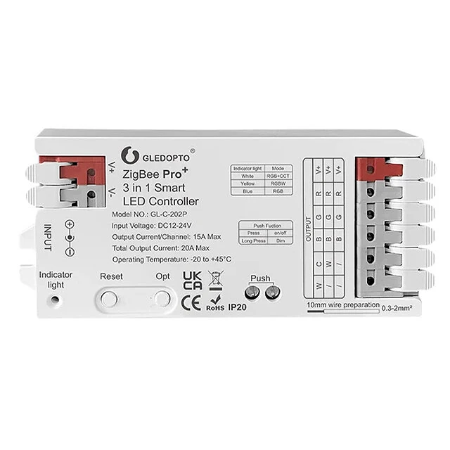 GLEDOPTO C-202P ZigBee3.0 Pro+ 3 in 1 LED Strip Controller 20A Max RGBCCT/RGBW/RGB Home Tuya Smart Life APP Voice Control with Alexa — view 8