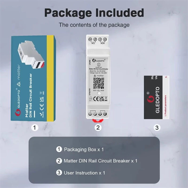 GLEDOPTO GL-DR-001M Matter Din Rail Relay Switch ON OFF Function WiFi App Voice Control 16A Max Housekeeping Appliance — view 7