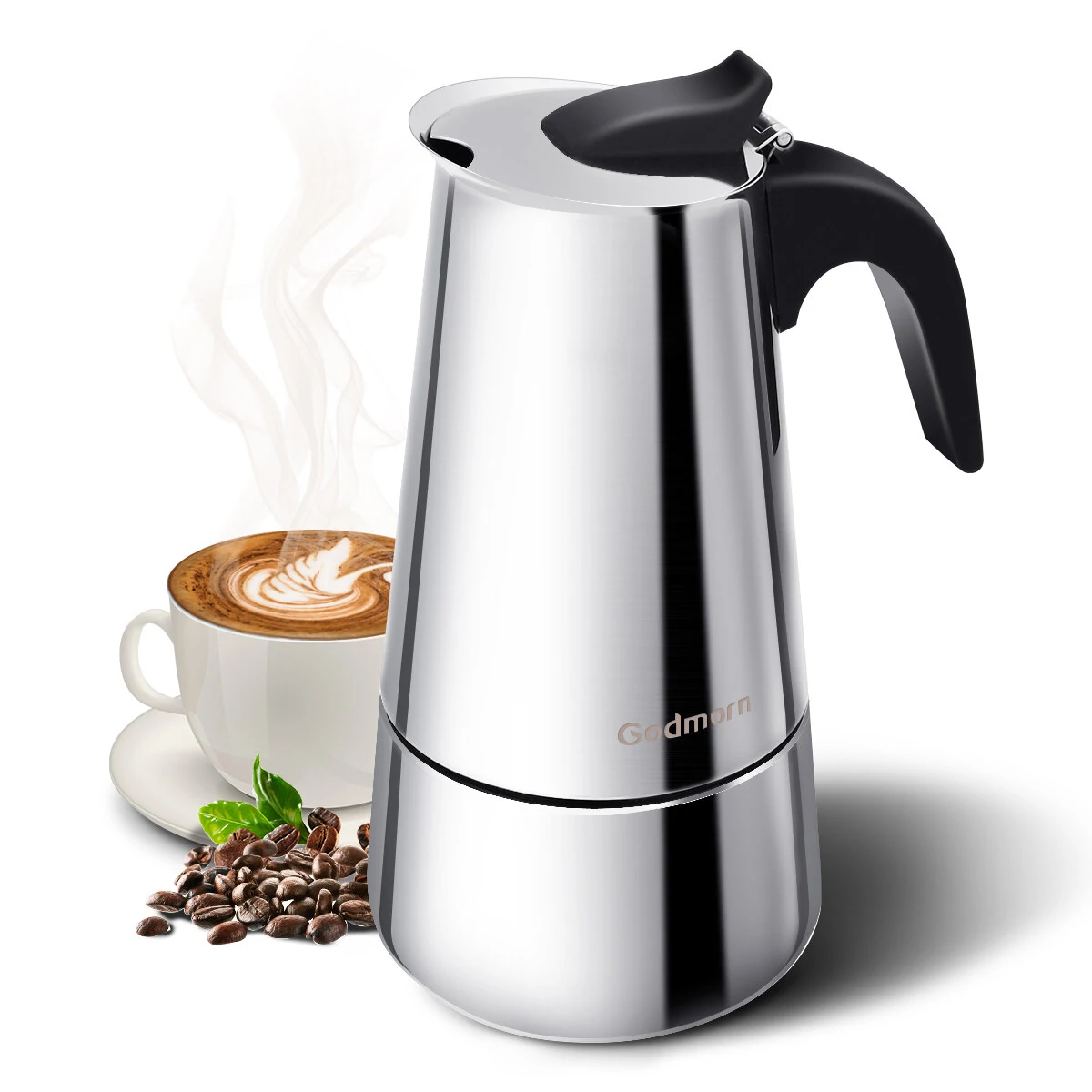 Godmorn Stovetop Espresso Maker Moka Pot Percolator Italian Coffee Maker 300ml/10oz/6 Cup Classic Cafe Maker 430 Stainless Steel Suitable For Induction Cookers — Godmorn