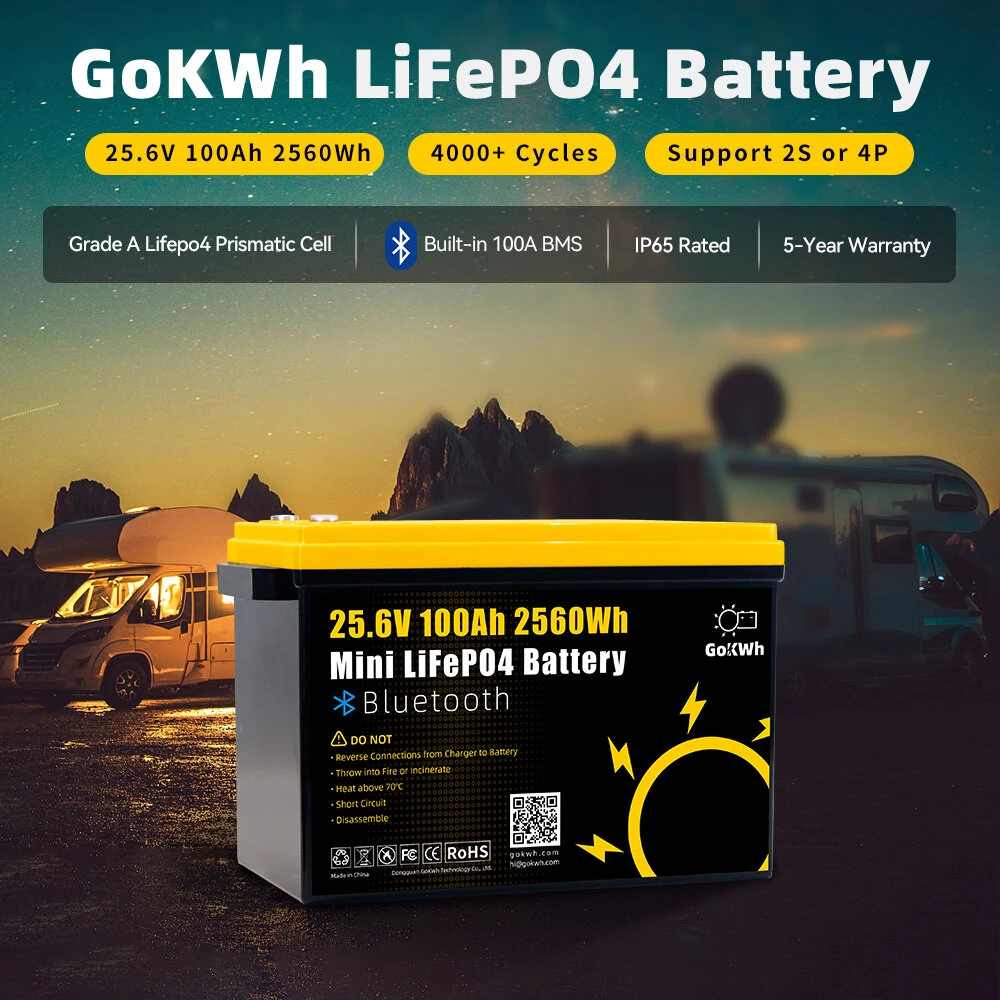 Gokwh 24V 100Ah LCD Energy Storage Box 2560Wh  Solar Lithium Ion LiFePO4(LFP)  Battery for RV Boat Home Energy Storage — view 3