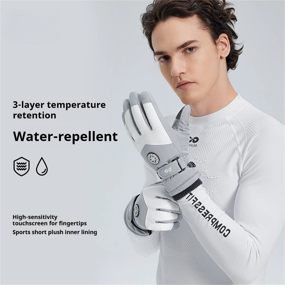 Golovejoy 1 Pair Outdoor Ski Gloves for Men Women Touchscreen Non-Slip Waterproof Thickened Warm Cycling Gloves for Autumn Winter — view 3