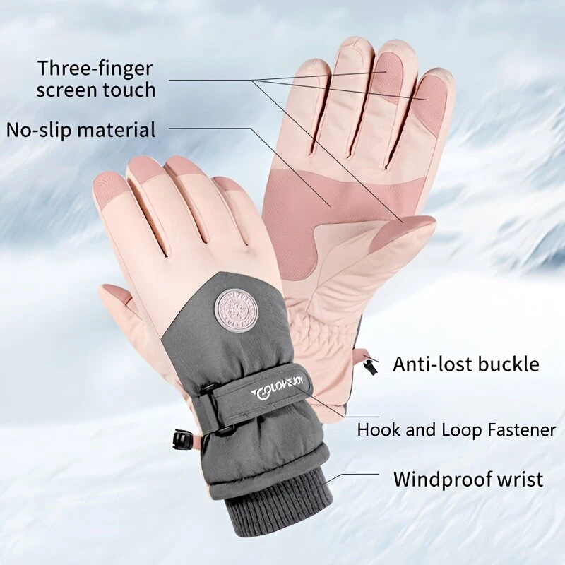 Golovejoy 1 Pair Outdoor Ski Gloves for Men Women Touchscreen Non-Slip Waterproof Thickened Warm Cycling Gloves for Autumn Winter — view 6