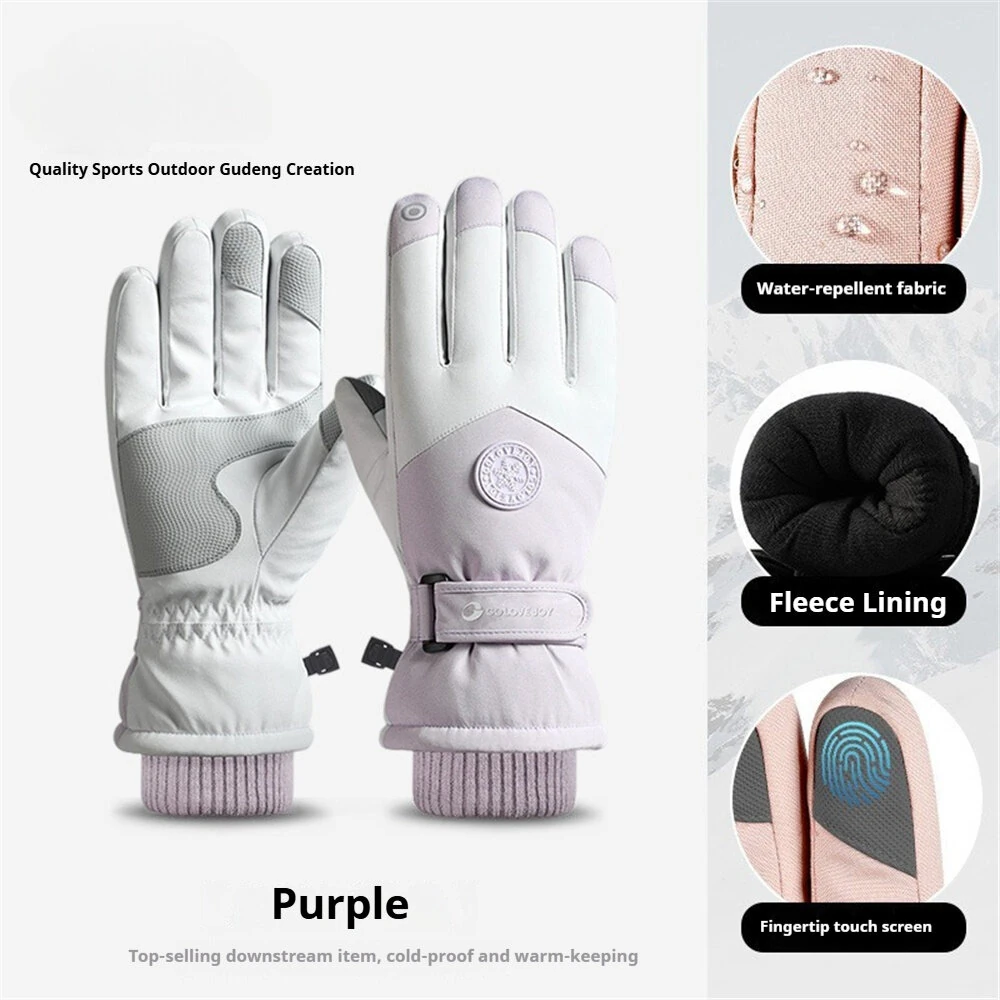 Golovejoy 1 Pair Outdoor Ski Gloves for Men Women Touchscreen Non-Slip Waterproof Thickened Warm Cycling Gloves for Autumn Winter — view 8