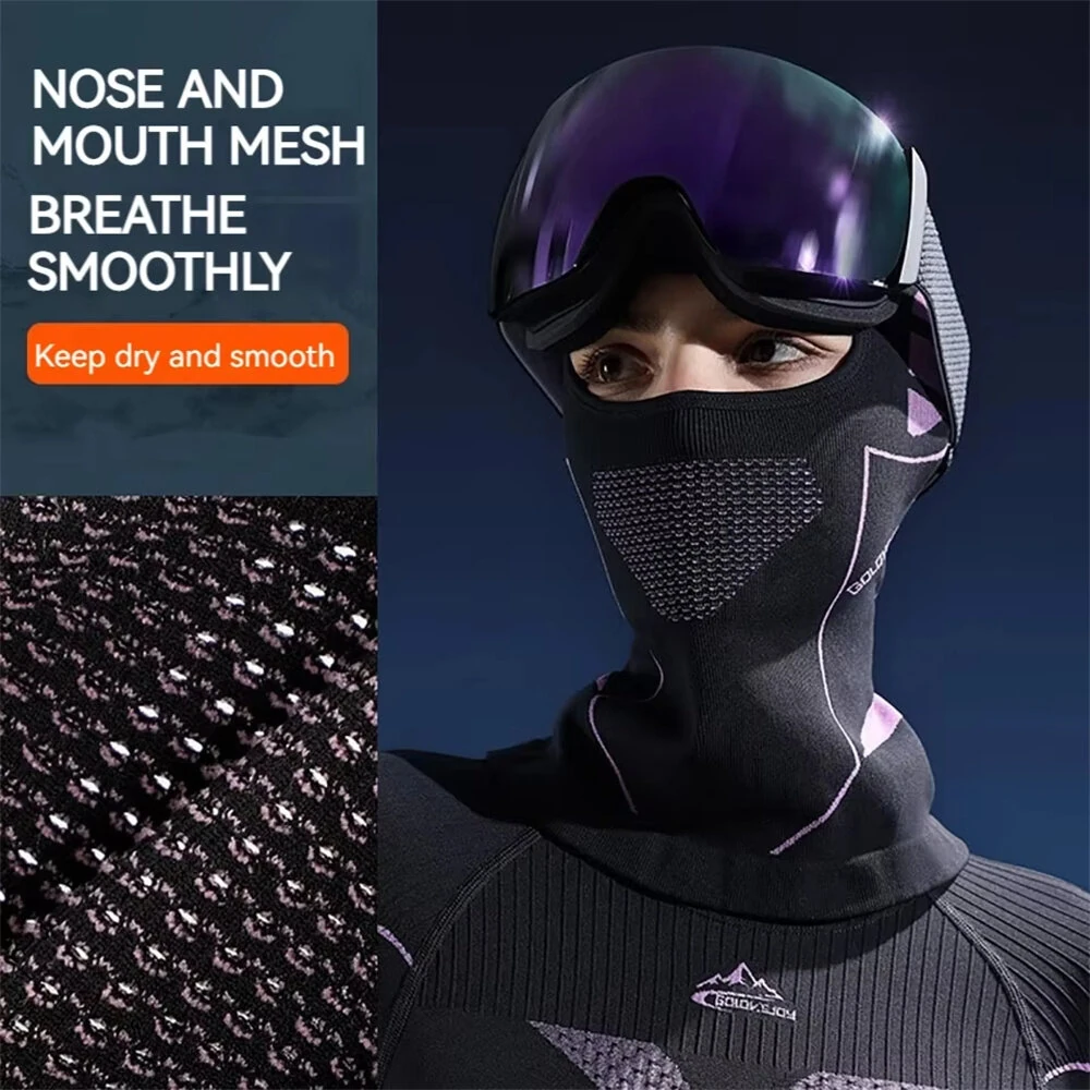 Golovejoy 1pcs Winter Cycling Balaclava Outdoor Skiing Motorcycle Warm Headwear Neck Face Protector Hiking Climbing Windproof Breathable Mask — view 4