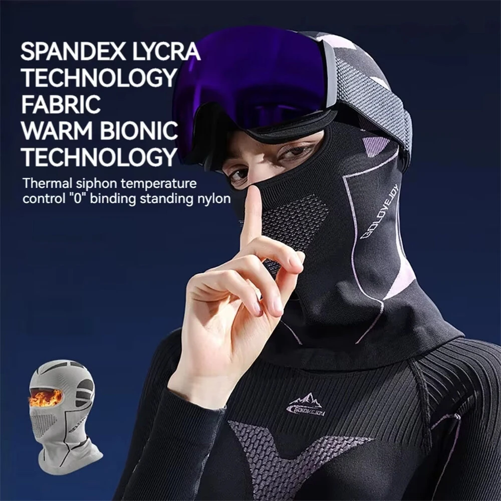 Golovejoy 1pcs Winter Cycling Balaclava Outdoor Skiing Motorcycle Warm Headwear Neck Face Protector Hiking Climbing Windproof Breathable Mask — view 6