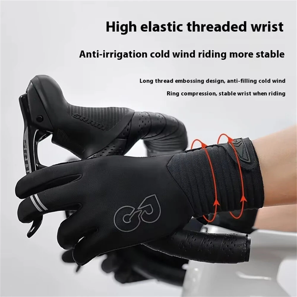 Golovejoy Winter Cycling Gloves for Men Women Outdoor Sports Windproof Waterproof Fleece Warm Non-slip Shock Absorption Bike Gloves — view 4