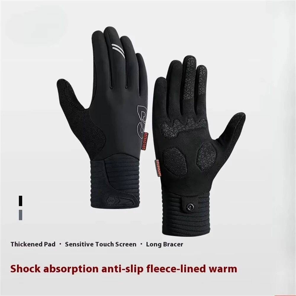 Golovejoy Winter Cycling Gloves for Men Women Outdoor Sports Windproof Waterproof Fleece Warm Non-slip Shock Absorption Bike Gloves — view 5