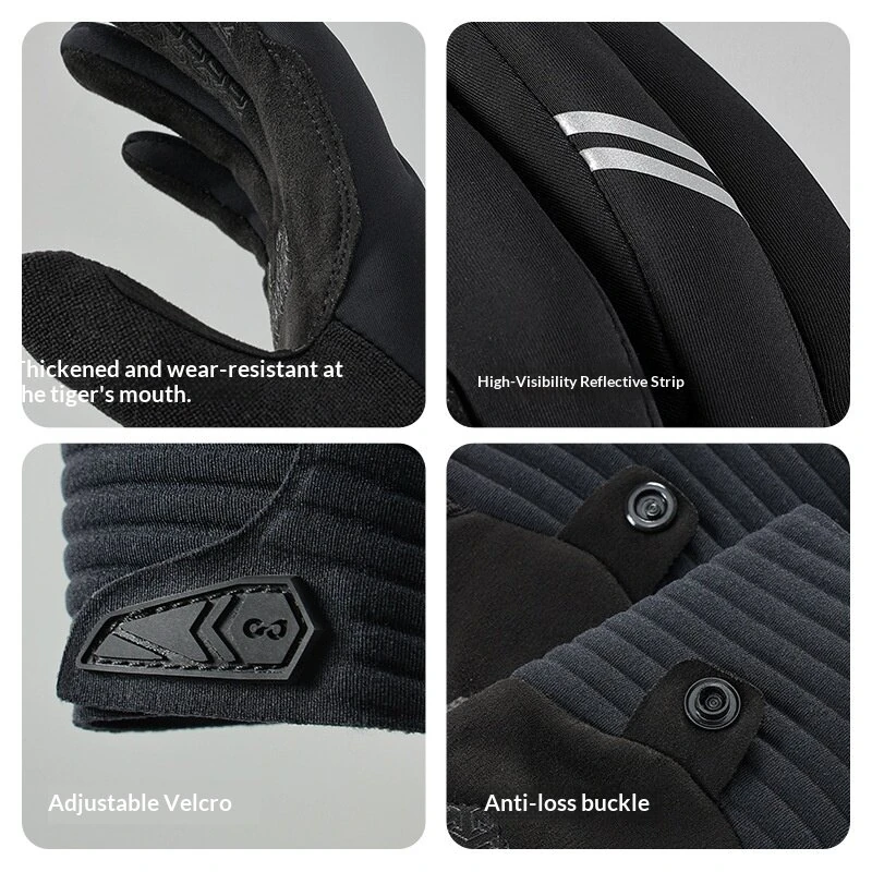 Golovejoy Winter Cycling Gloves for Men Women Outdoor Sports Windproof Waterproof Fleece Warm Non-slip Shock Absorption Bike Gloves — view 7