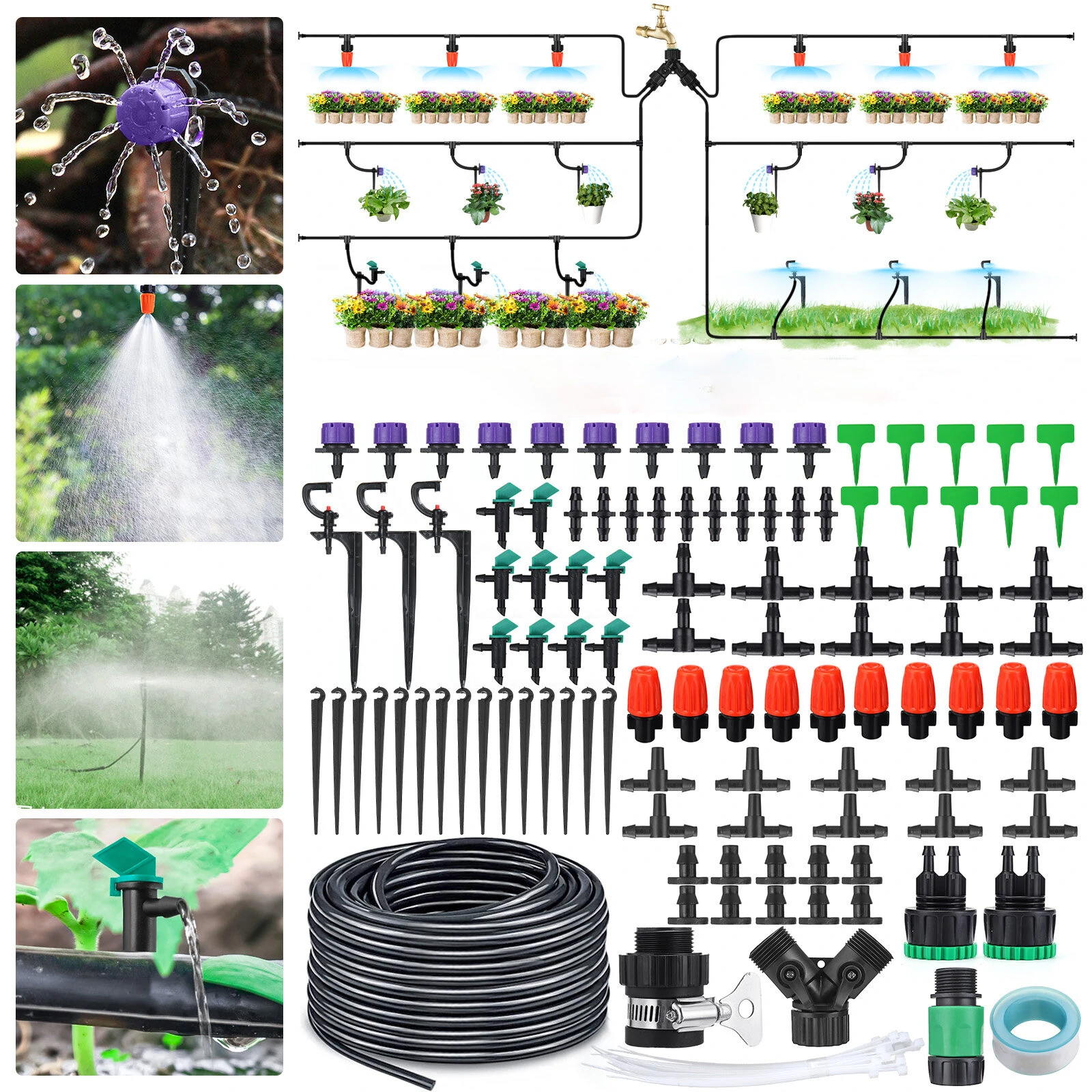 GOTGELIF 29M 153PCS Drip Irrigation Kit Automatic Sprinkler DIY Garden Watering Micro Drip Irrigation System Hose Kits — GOTGELIF