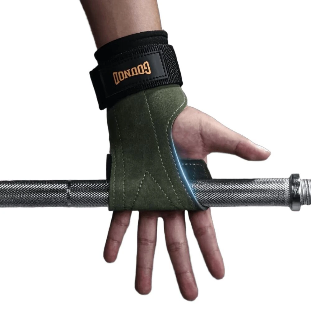 GOUNOD 1Pair Cowhide Sports Fitness Non-slip Palm Wrist Protection Grip Pads for Gym Weightlifting Training Dumbbell Pull-Up — GOUNOD
