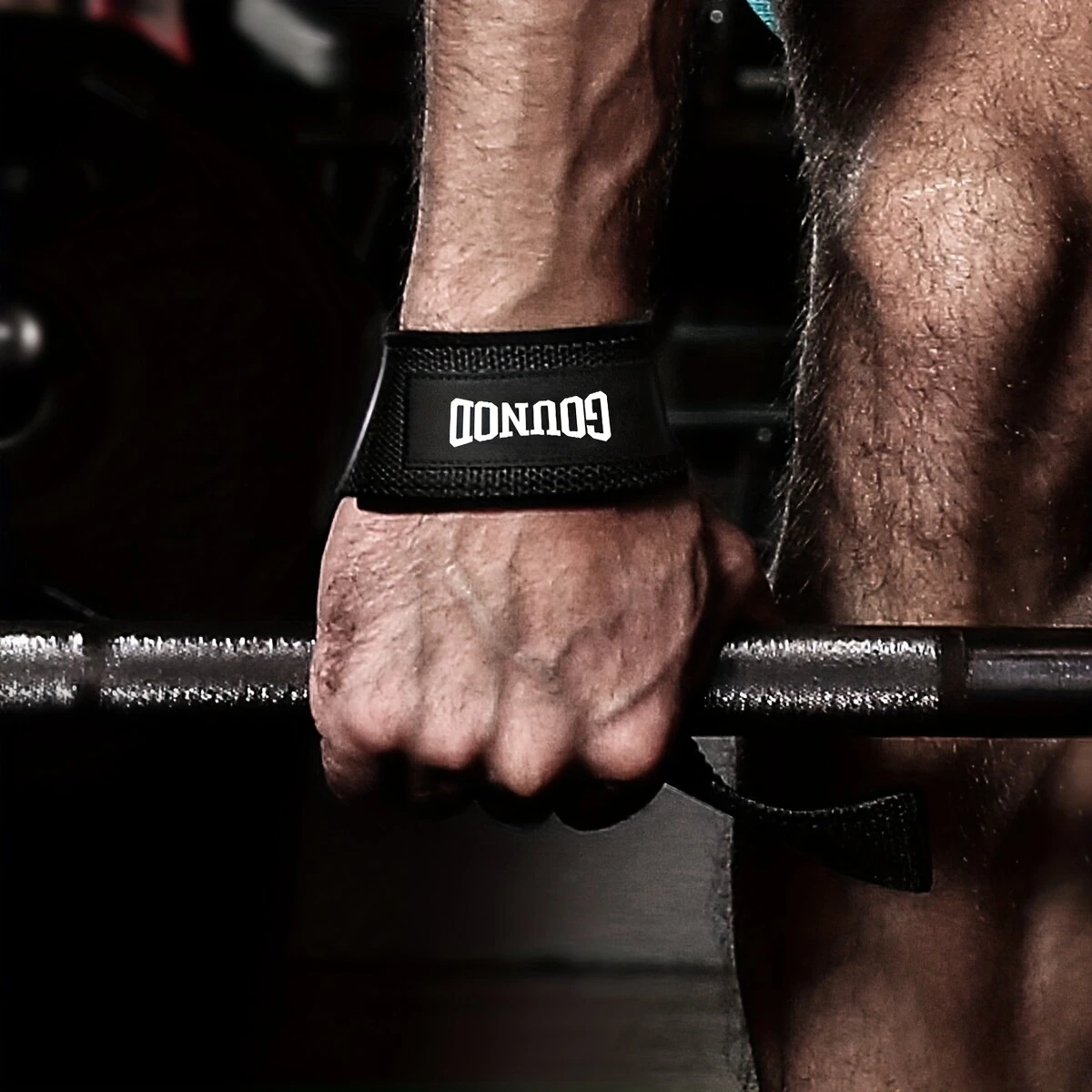 GOUNOD 1pair Sport Fitness Wrist Lifting Straps Wristband Silicone Non-slip Deadlift Grip Belt for Fitness Weightlifting Pull-up Exercise Training — view 10