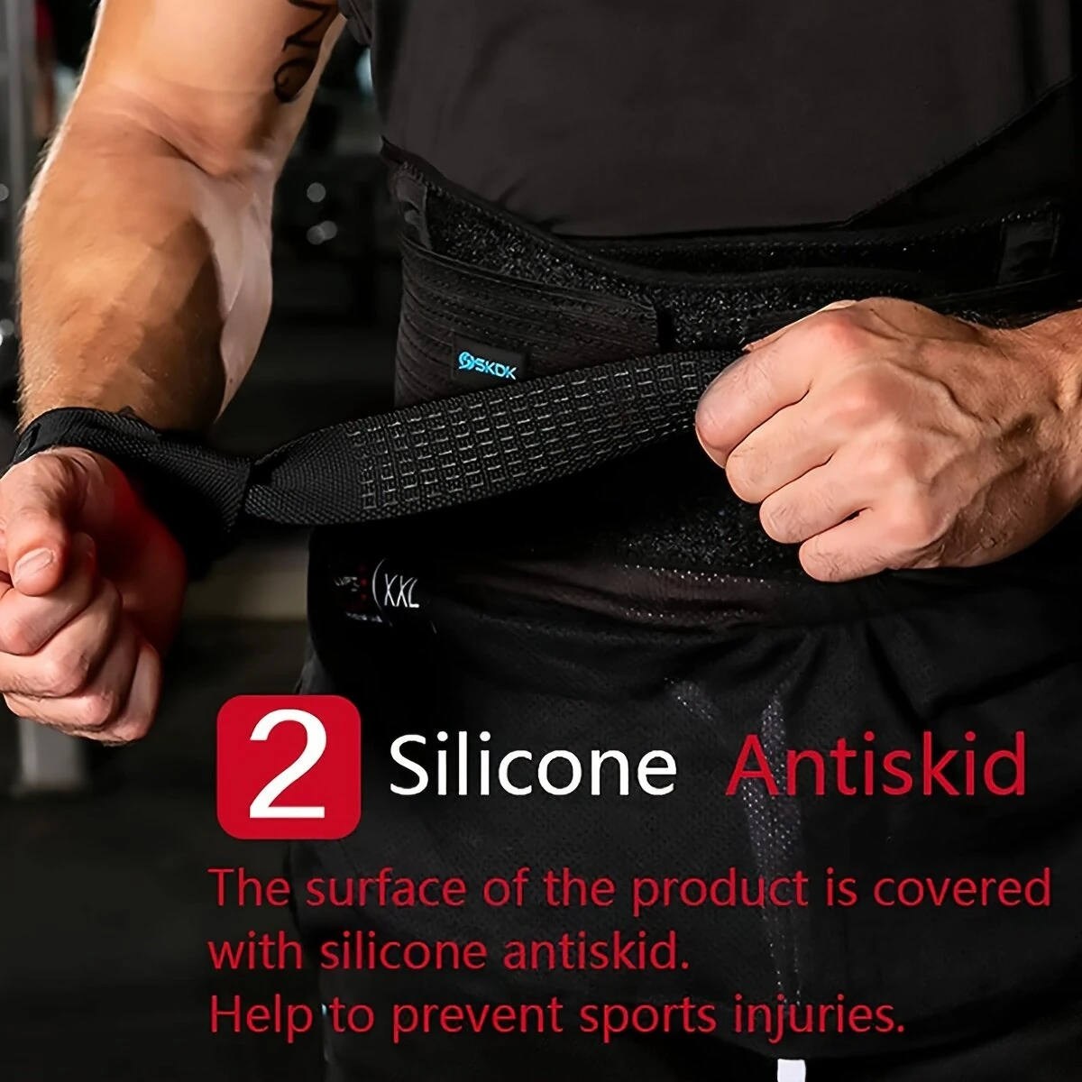GOUNOD 1pair Sport Fitness Wrist Lifting Straps Wristband Silicone Non-slip Deadlift Grip Belt for Fitness Weightlifting Pull-up Exercise Training — view 5