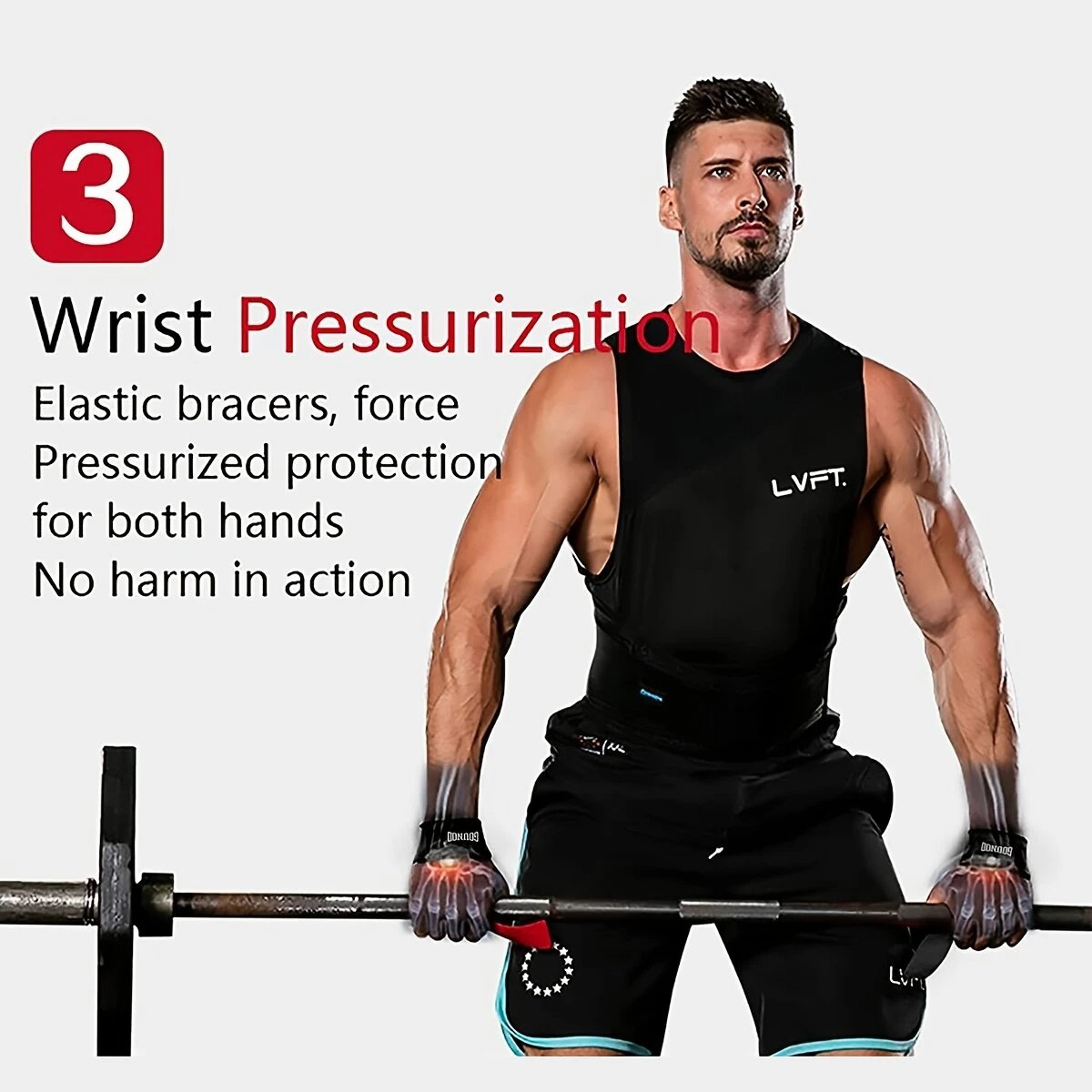 GOUNOD 1pair Sport Fitness Wrist Lifting Straps Wristband Silicone Non-slip Deadlift Grip Belt for Fitness Weightlifting Pull-up Exercise Training — view 6