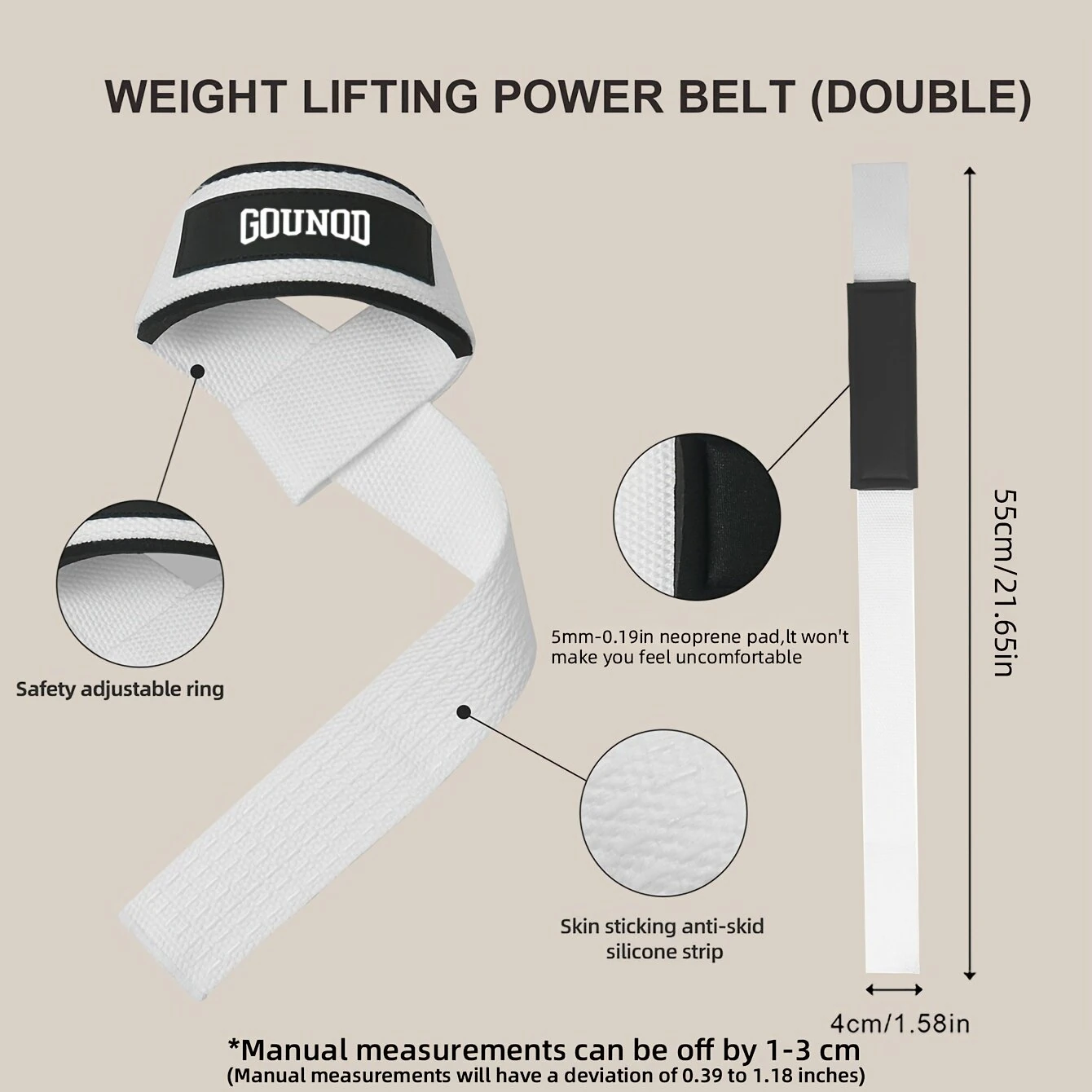 GOUNOD 1pair Sport Fitness Wrist Lifting Straps Wristband Silicone Non-slip Deadlift Grip Belt for Fitness Weightlifting Pull-up Exercise Training — view 8