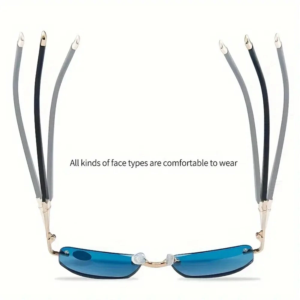 Gradual Blue Lens Frameless Reading Glasses Anti-blue Light UV Protection Comfortable Business Casual Sunglasses with Case — view 7