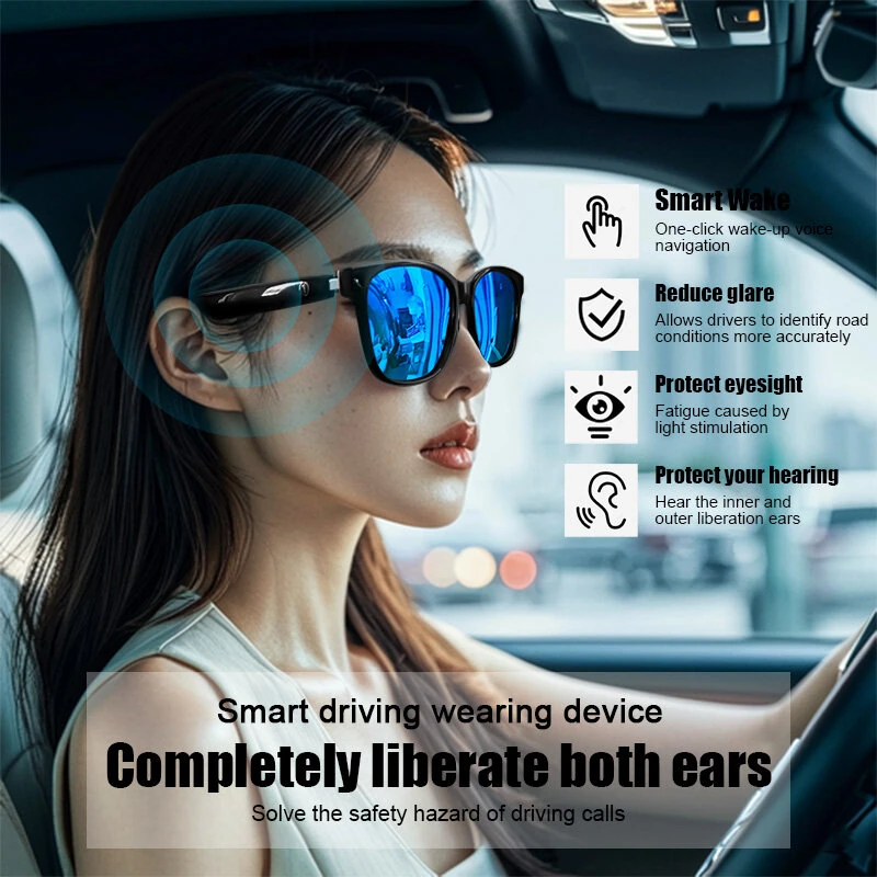 GS08 Smart bluetooth 5.3 Glasses Touch Control UV400 Protection IPX5 Waterproof 3D Stereo Sound Magnetic Charging for Outdoor Sports Activities — view 4