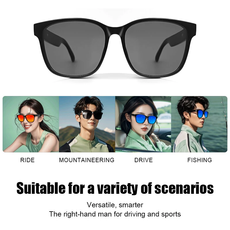 GS08 Smart bluetooth 5.3 Glasses Touch Control UV400 Protection IPX5 Waterproof 3D Stereo Sound Magnetic Charging for Outdoor Sports Activities — view 5
