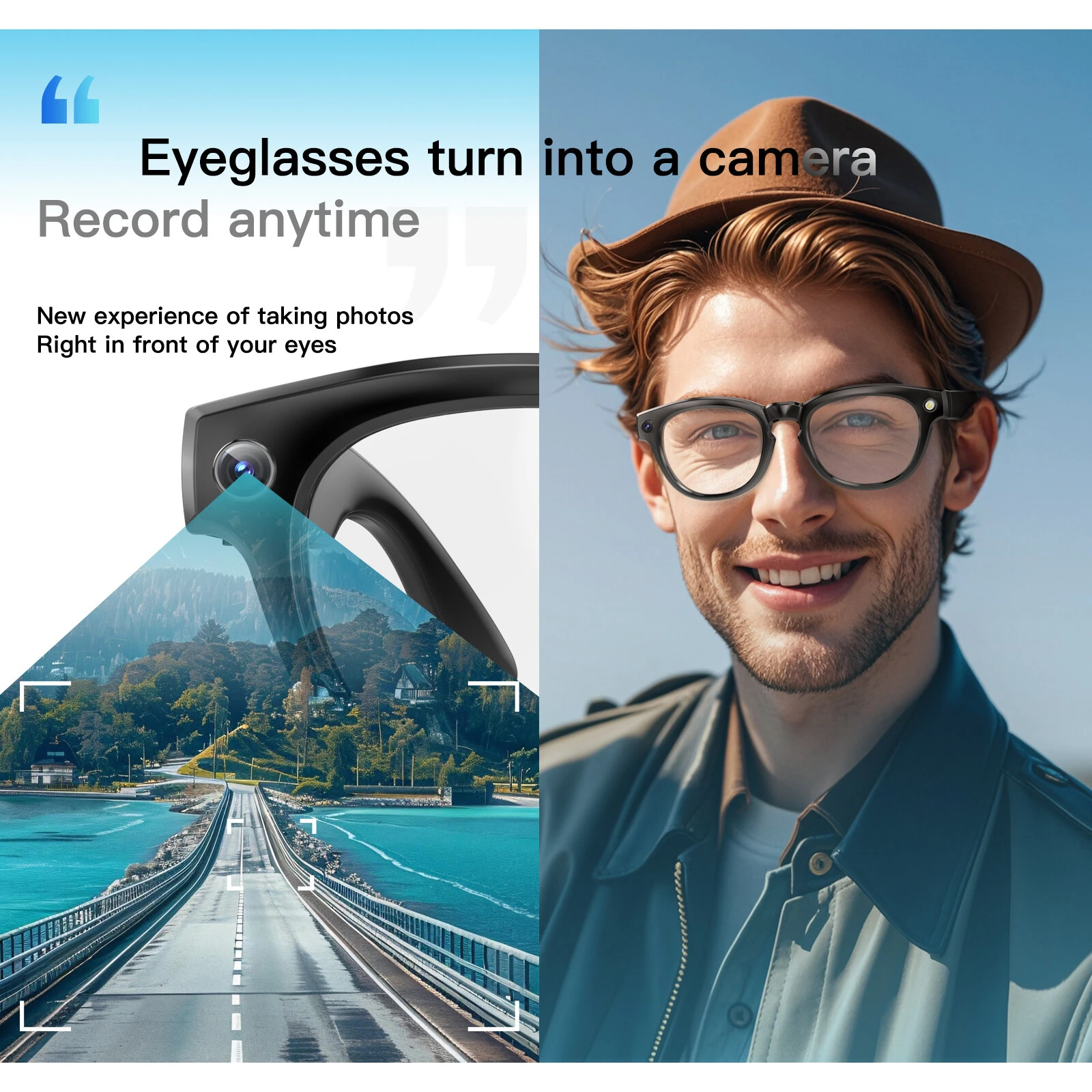 GS380 bluetooth 5.4 AI Smart Shooting Glasses Support Voice & Gesture Control 10H Battery Built-in Speaker for Photo Video Recording Translation Navigation — view 6