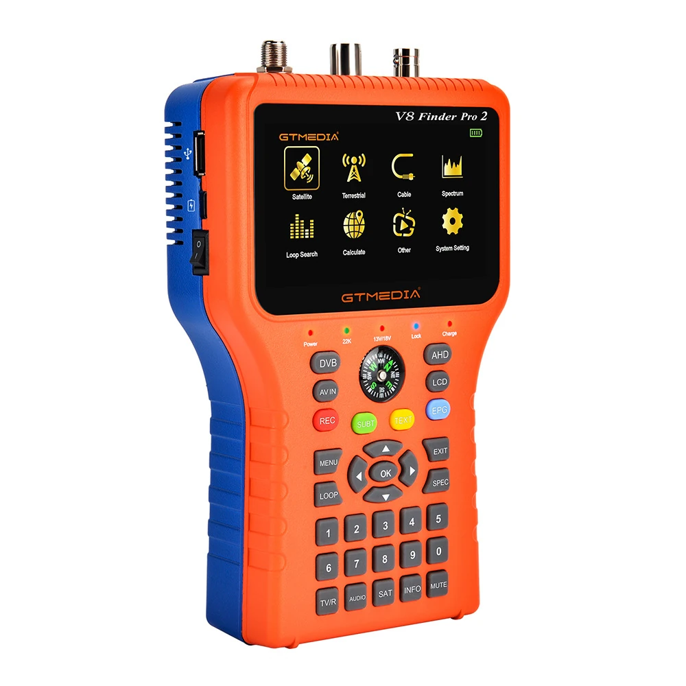 GTMEDIA V8 Finder Pro2 TV Signal Finder Meter DVB-S/S2/S2X/T/T2/C Signal Receiver 4.3-inch LCD Dispaly H.265 Auto Calculate Angle 4000mAh Battery — view 2