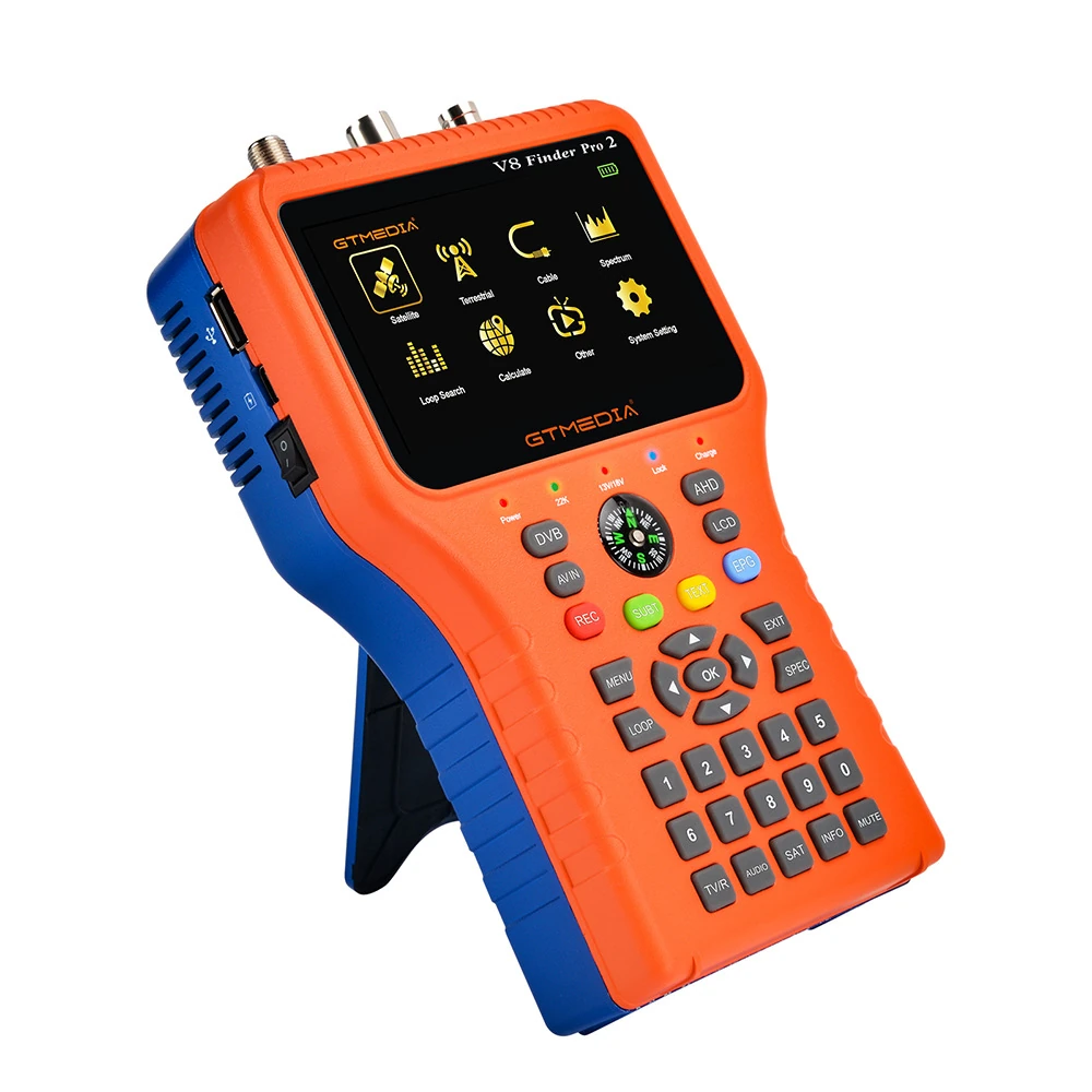 GTMEDIA V8 Finder Pro2 TV Signal Finder Meter DVB-S/S2/S2X/T/T2/C Signal Receiver 4.3-inch LCD Dispaly H.265 Auto Calculate Angle 4000mAh Battery — view 3