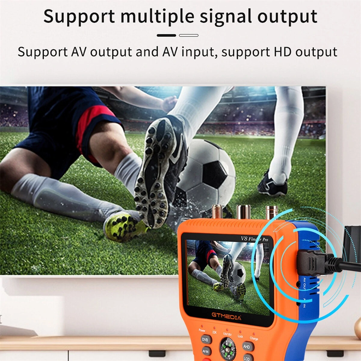 GTMEDIA V8 Finder Pro2 TV Signal Finder Meter DVB-S/S2/S2X/T/T2/C Signal Receiver 4.3-inch LCD Dispaly H.265 Auto Calculate Angle 4000mAh Battery — view 7