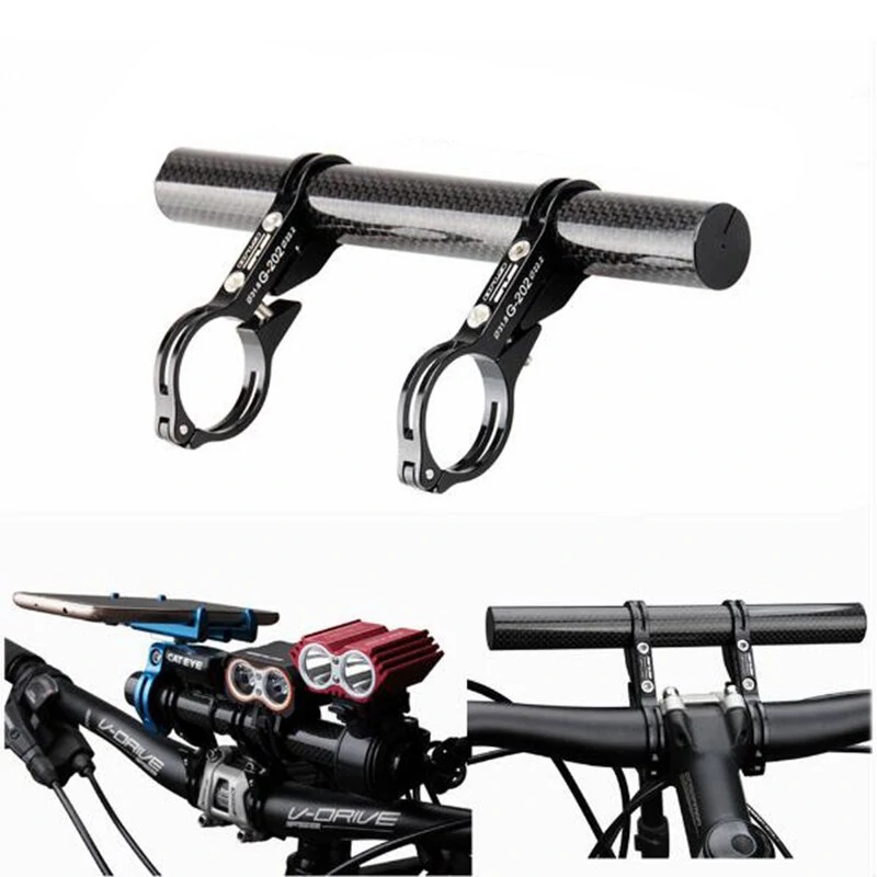 GUB G202 Bicycle Handlebar Extender Lengthened Design Carbon fiber Aluminum Alloy Mountain Bike Mount Mobile Bike Light Phone Holder — GUB