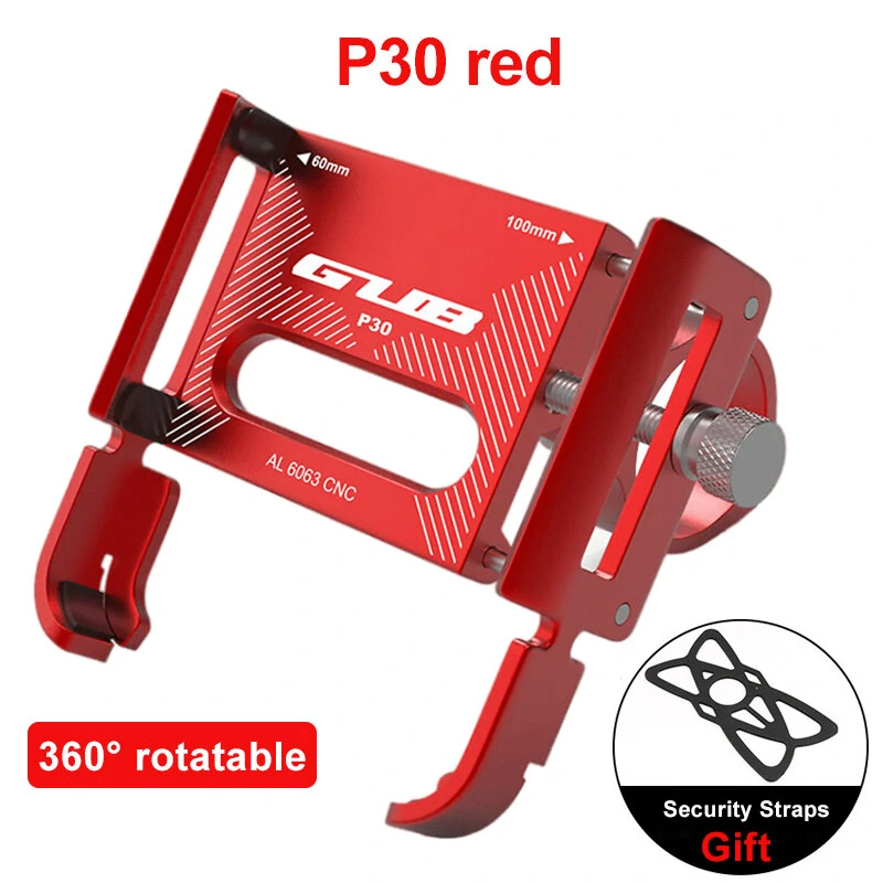 GUB P30 Bike Holder Aluminum Alloy 360° Adjustable Sturdy Anti-fall 0.2kg Lightweight Handlebar Holder for Motorcycle Bicycle Scooter Bracket - Red — view 2
