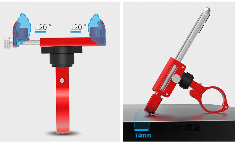 GUB P30 Bike Holder Aluminum Alloy 360° Adjustable Sturdy Anti-fall 0.2kg Lightweight Handlebar Holder for Motorcycle Bicycle Scooter Bracket - Red — view 7