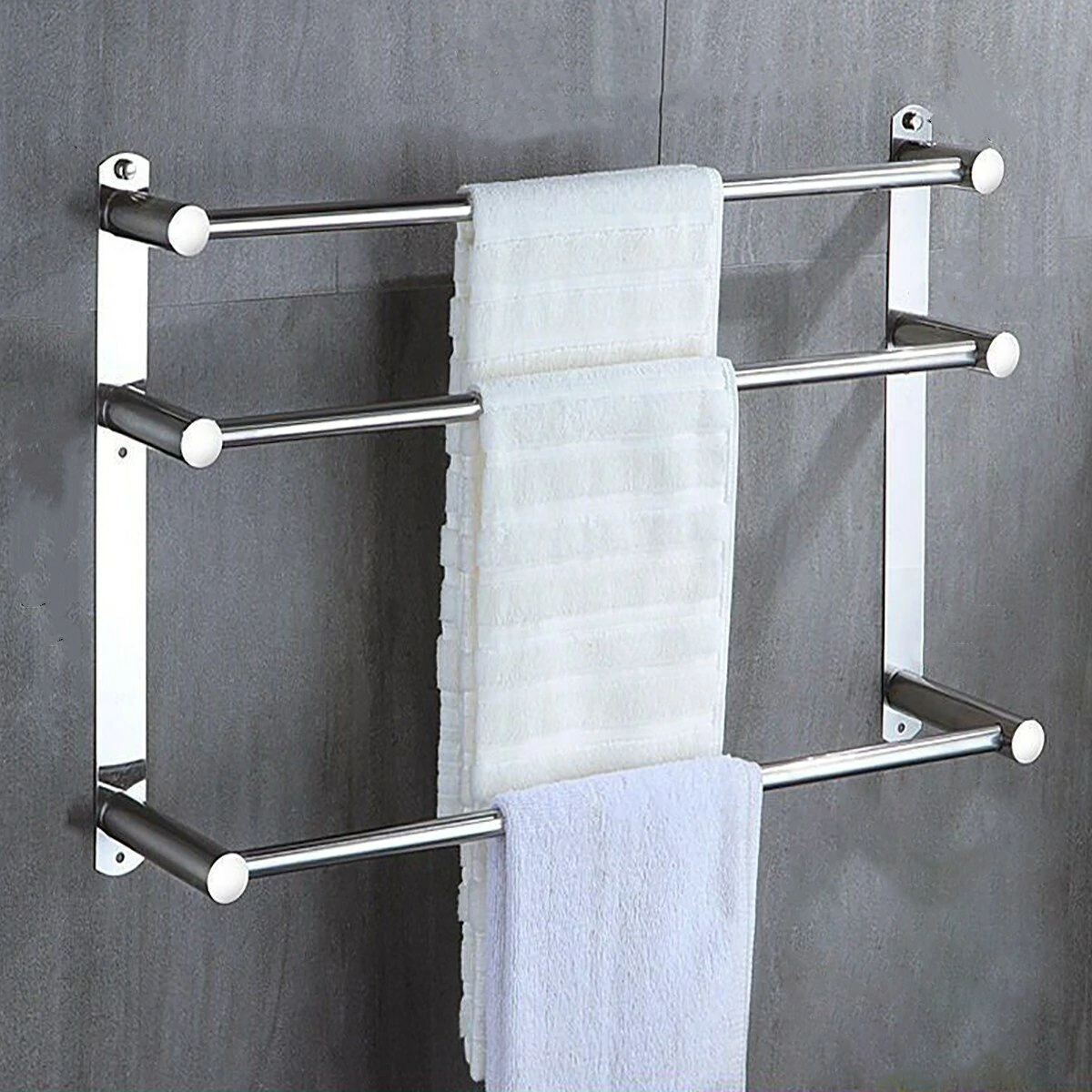 GUGE Towel Rail Rack Stainless Steel 1/2/3 Layer Shelf Holder Hook Wall Mounted Bath — view 3