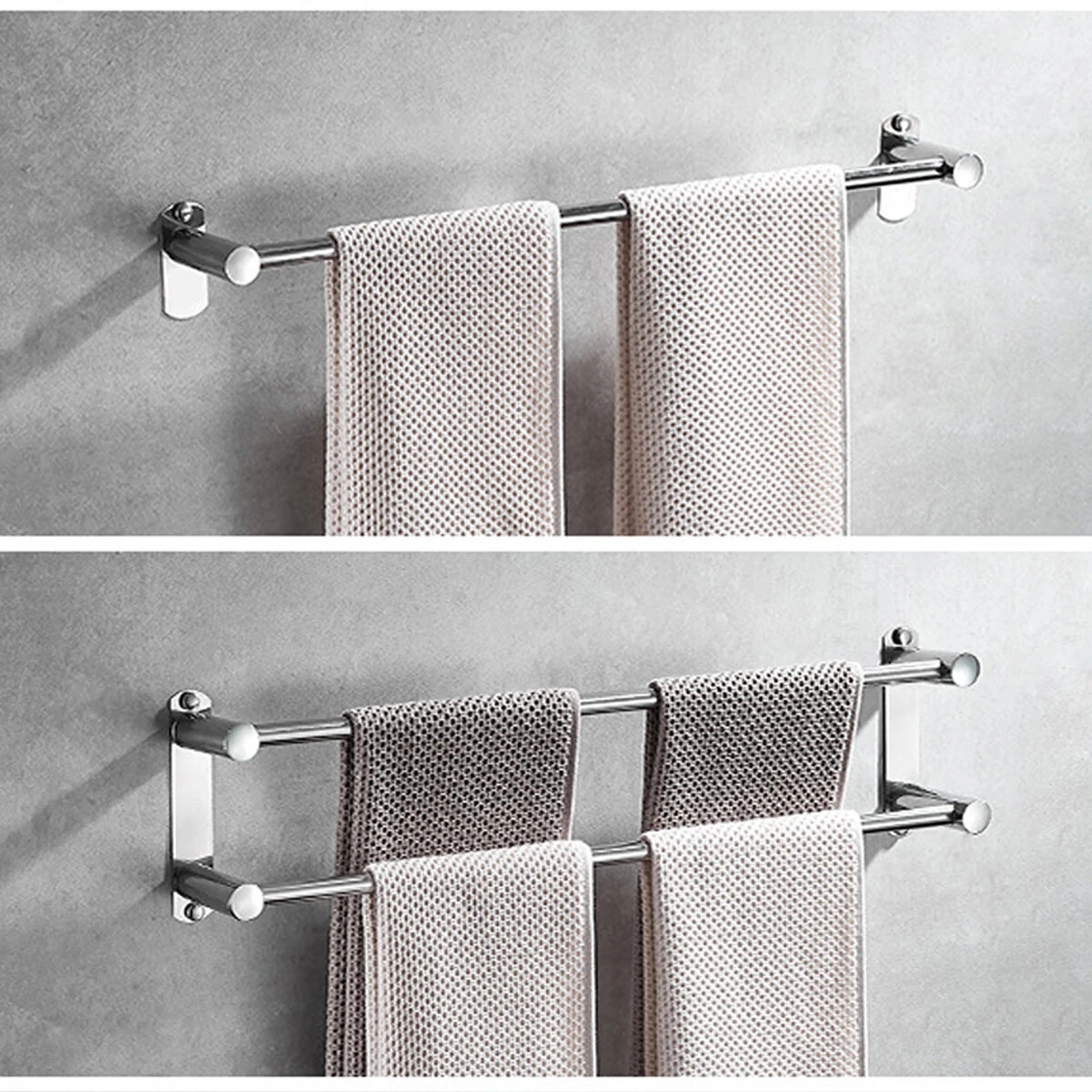 GUGE Towel Rail Rack Stainless Steel 1/2/3 Layer Shelf Holder Hook Wall Mounted Bath — view 4