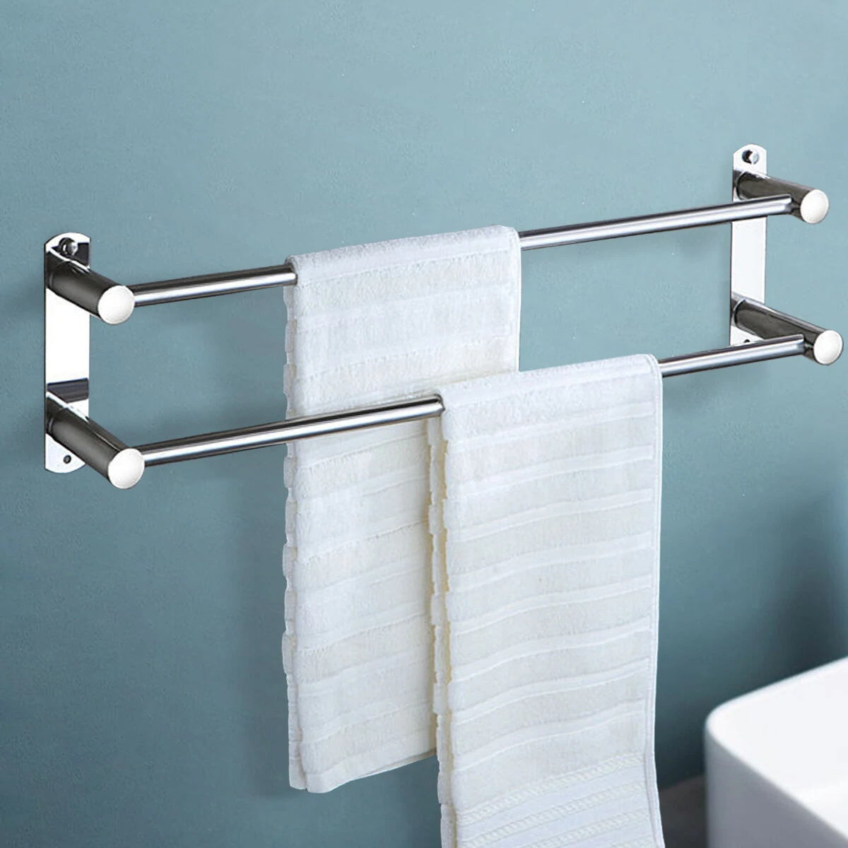 GUGE Towel Rail Rack Stainless Steel 1/2/3 Layer Shelf Holder Hook Wall Mounted Bath — view 5