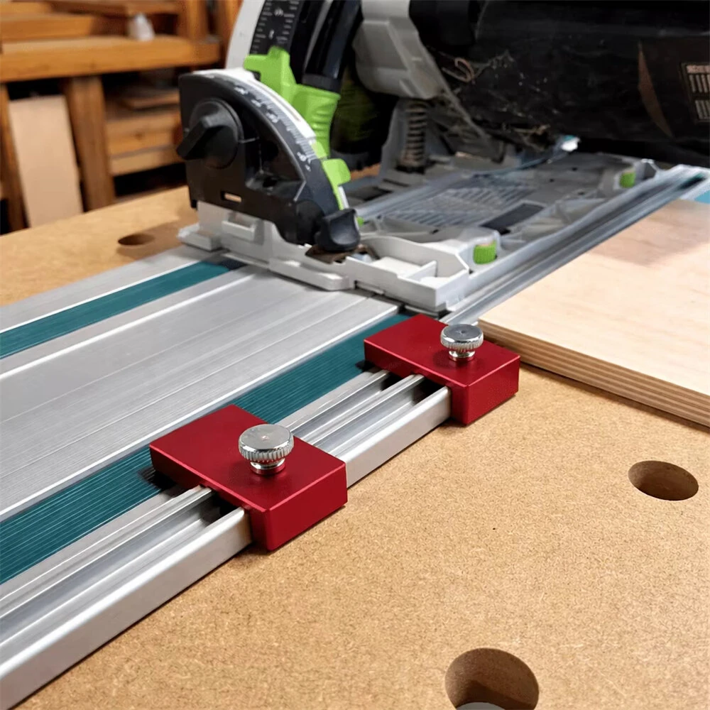Guide Rail Adjustable Lockable Stop Compatible with Track Saws Jigsaws Miter Saws Planers Precision Cutting Tool — view 2