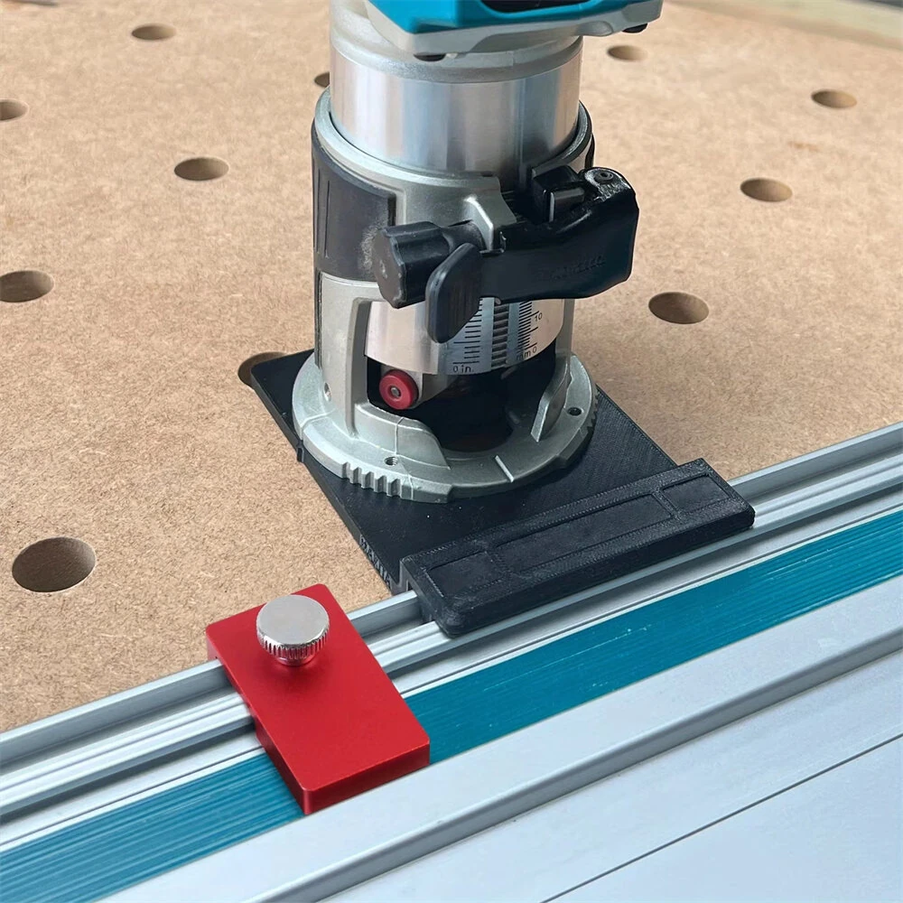 Guide Rail Adjustable Lockable Stop Compatible with Track Saws Jigsaws Miter Saws Planers Precision Cutting Tool — view 3