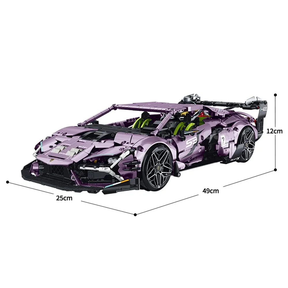 GULY 10653 MOC Technology 1/10 Creative Supercar Model Building Block Remote Control Car 2074Pcs City DIY Brick Adult Toy Gift — view 6